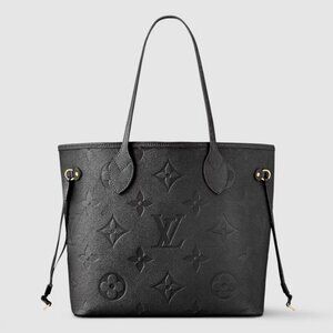 Louis Vuitton Neverfull MM Empreinte Monogram Black Leather Tote NWT